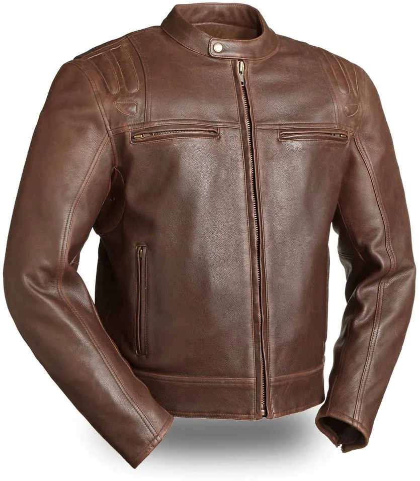 Selected First Manufacturing FIM241CAZ Men s 'The Carbon Brown Leather Jacket Reusable