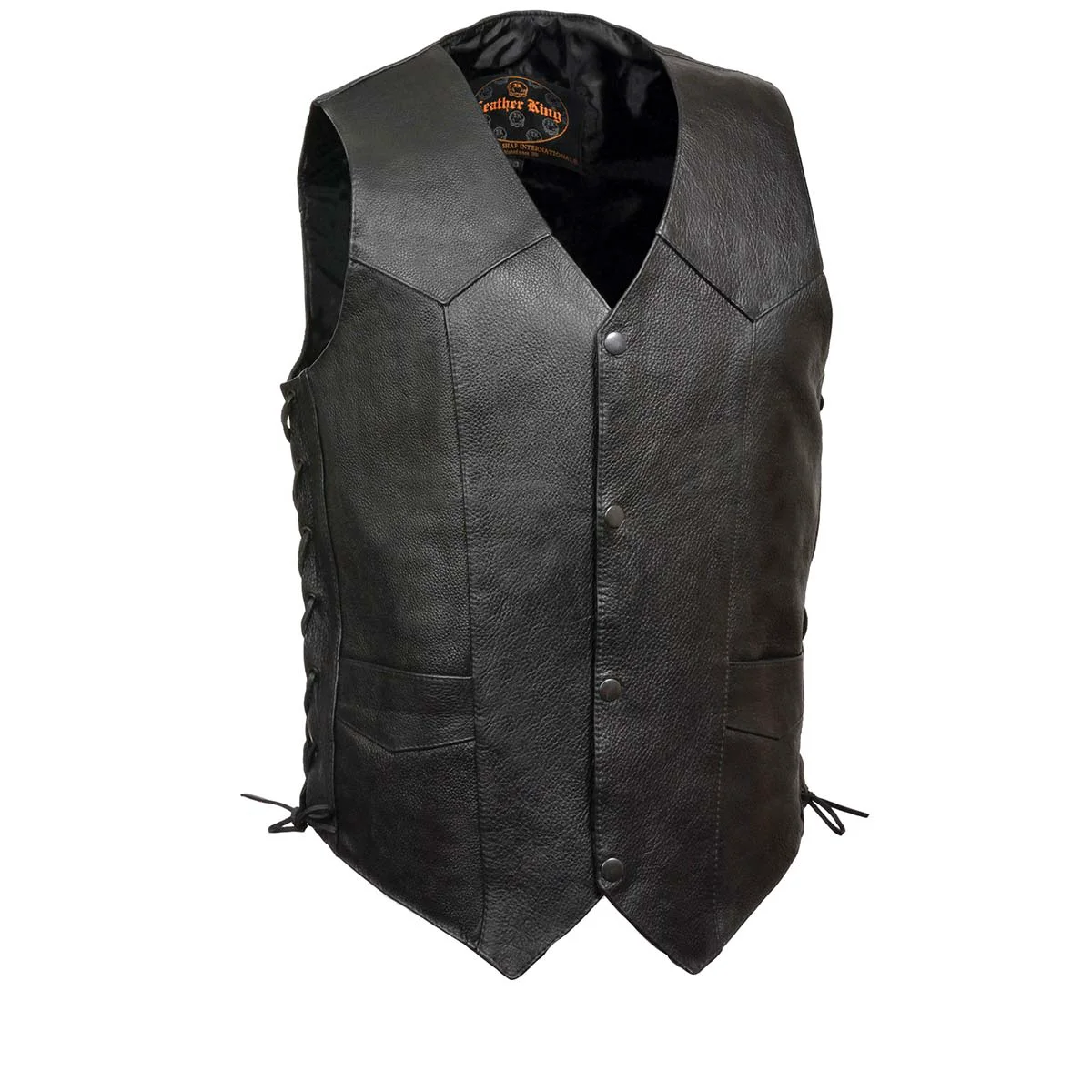 Consistent Leather King XS1315 Men's Classic Side Laced Black Leather Vest Natural