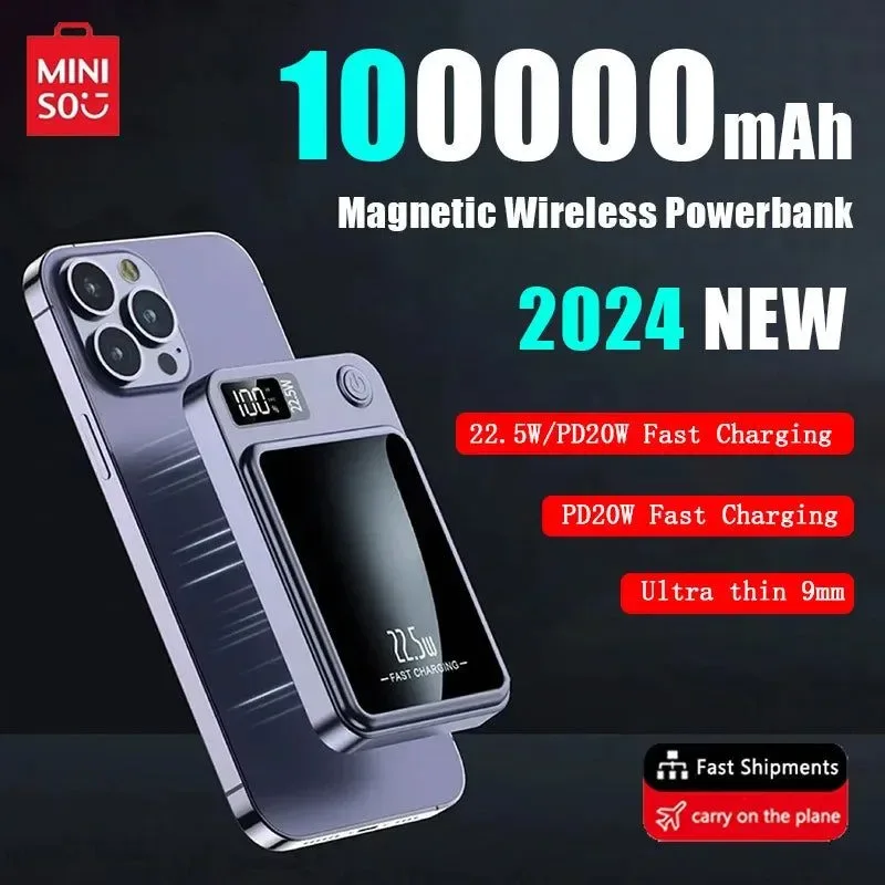 Dependable Portable 100000mAh Wireless Power Bank Type C Mini Fast Charger Reliable