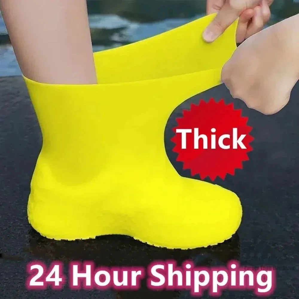 Prestigious 1 Pair Silicone Waterproof Shoe Covers - Reusable Slip-Resistant Rubber Rain Boots Overshoes for Outdoor Rainy Days Traditional