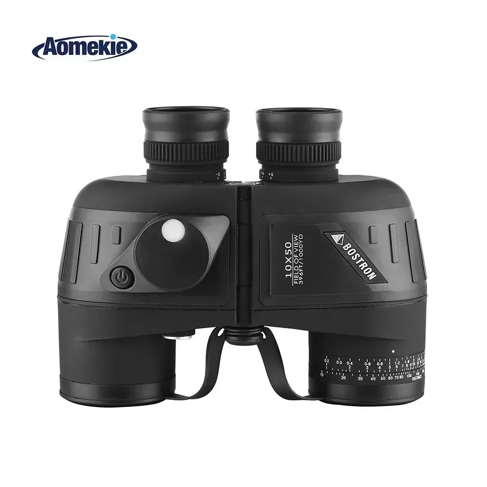 High-End 10X50 Waterproof Binoculars with Rangefinder Compass and Bak4 Prism Breathable