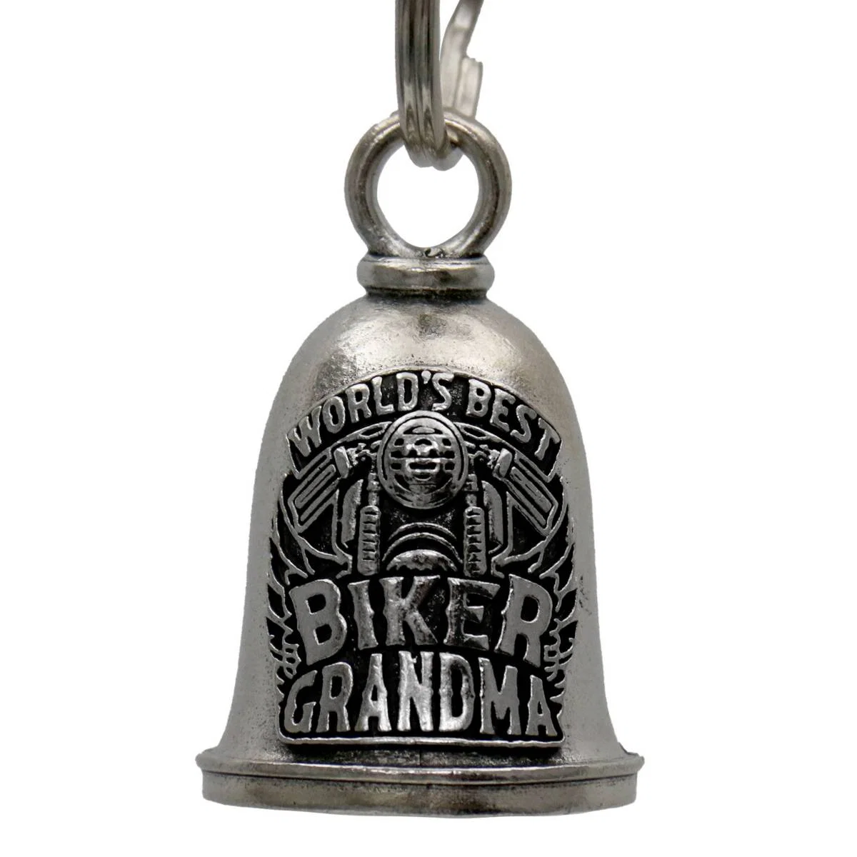 Verified Milwaukee Leather MLB9075 Biker Grandma Motorcycle Good Luck Bell w Key Ring-Key Chain Accessory for Bikers Solid