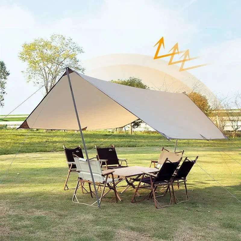 Clean Large Hexagon Camping Canvas Tarp Tent for Beach and Picnic Sun Shade Functional