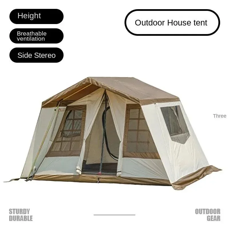 Stylish Landwolf 3-4 Person Multi-Cabin Family Camping Tent – Tunnel Design with Carbon Fiber Poles Solid