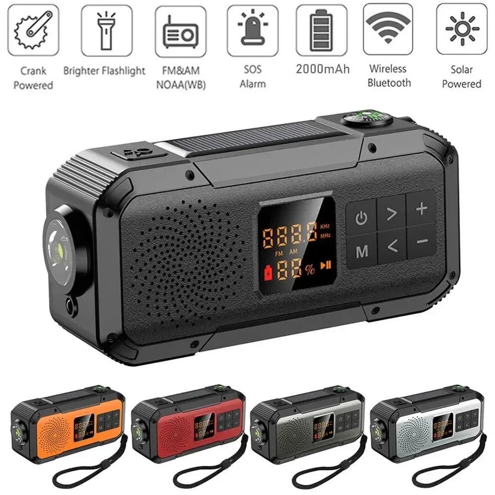 Responsible Solar Radio Portable Emergency Radio - AM FM WB NOAA Bluetooth Speaker with LED Flashlight for Outdoor Camping and Hiking Long-Lasting