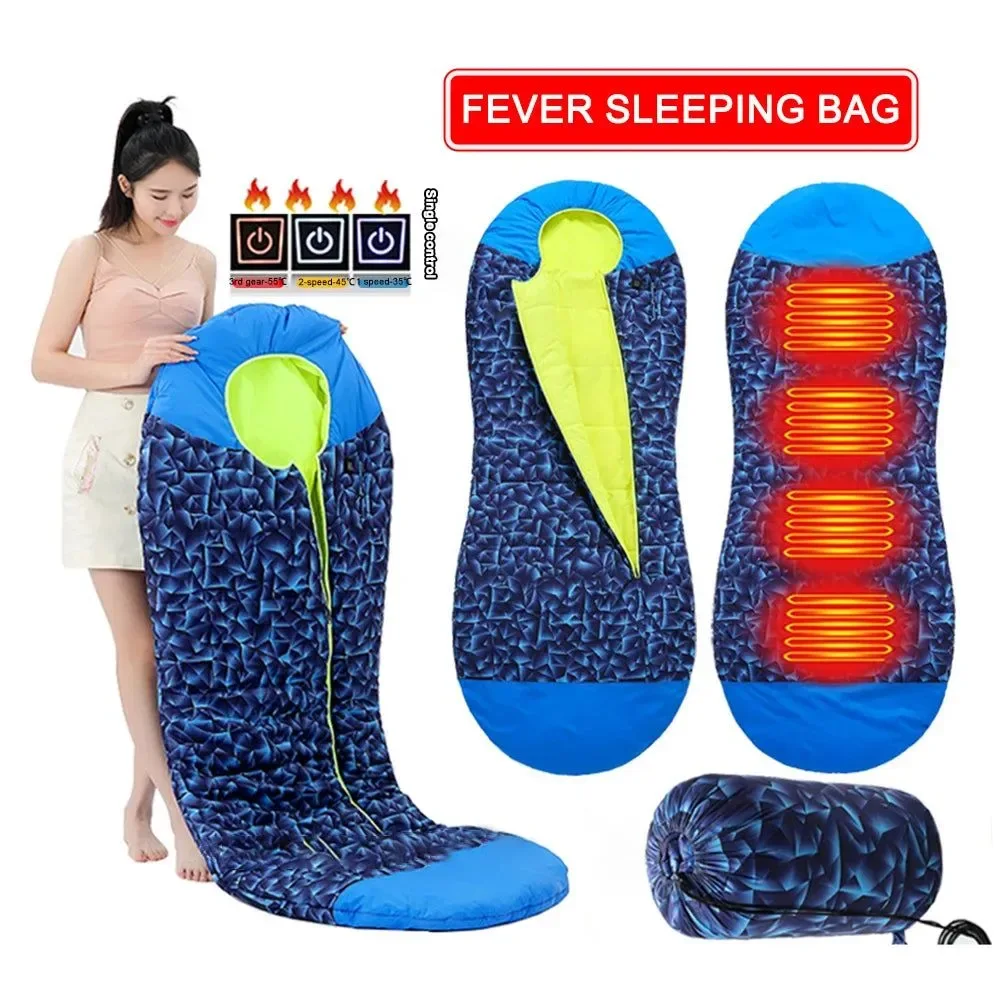 Selected Electric Heated Sleeping Bag – USB Powered 4-Zone Heating Waterproof Winter Mummy Bag 190×75cm Premium Material