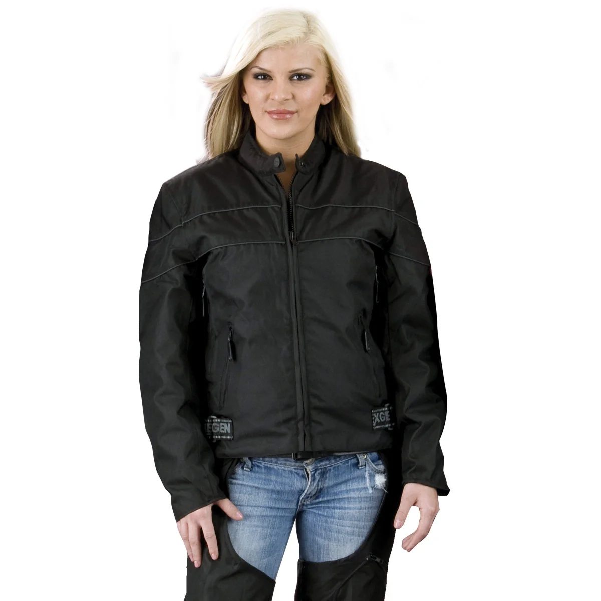 High-Performance NexGen XS2261 Women's Black Textile Lightweight Jacket with Reflective Piping Relaxed