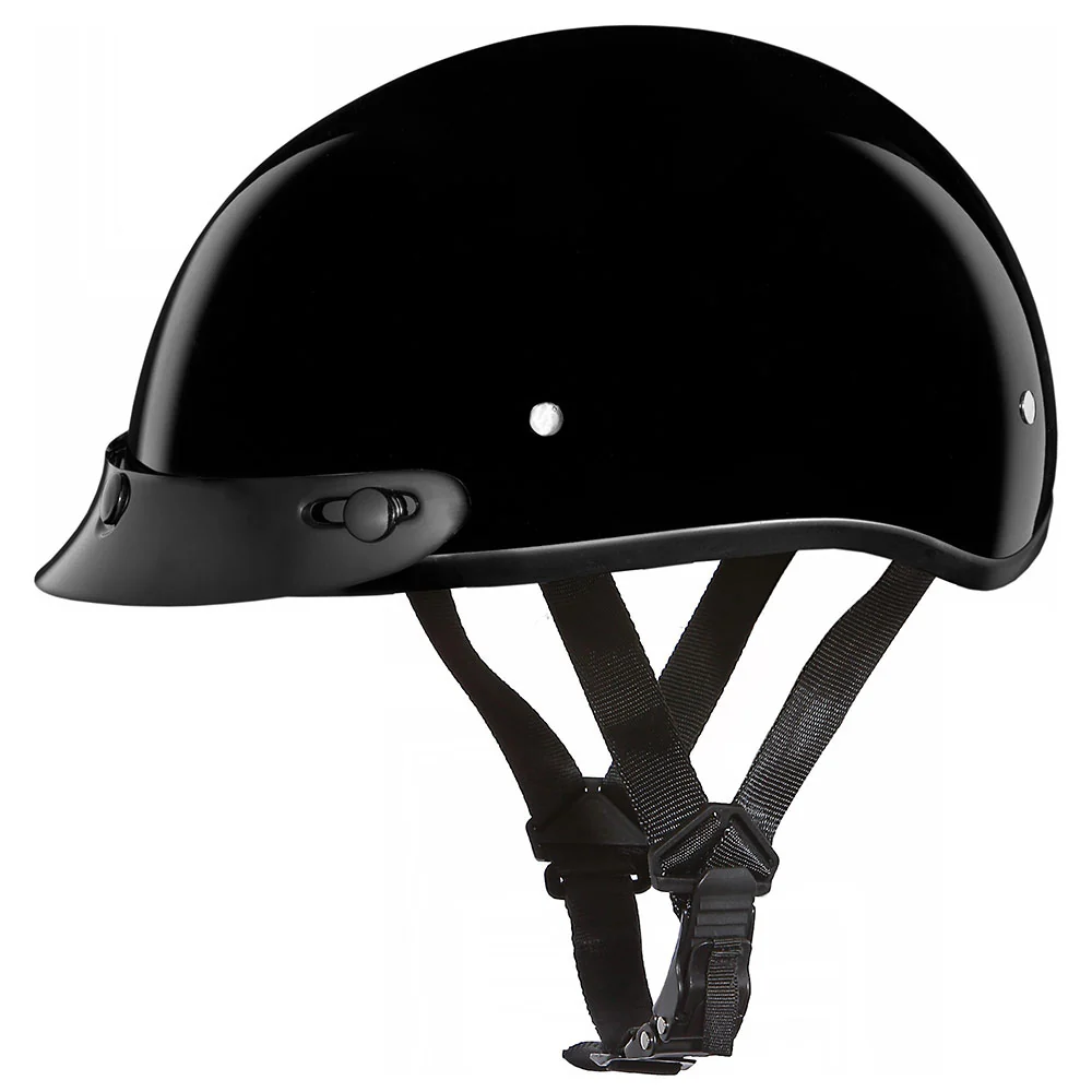 Dependable Close Out Daytona Helmets D1-A Skull Cap' HI-Gloss Black Half Face Helmet with Visor Long-Lasting
