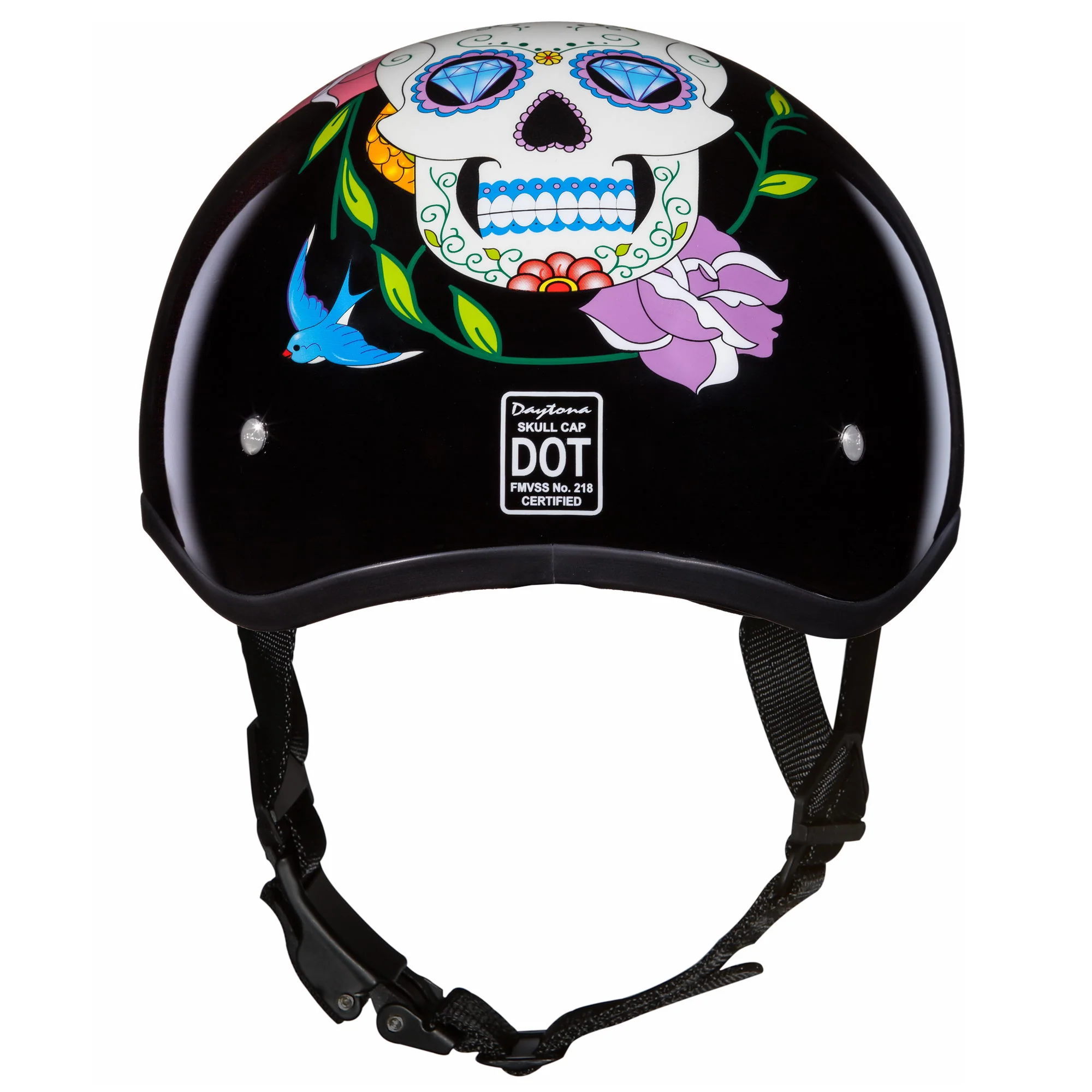 Casual Close Out Daytona Helmets D6-DS Skull Cap Diamond Skull Half Face Helmet Superior