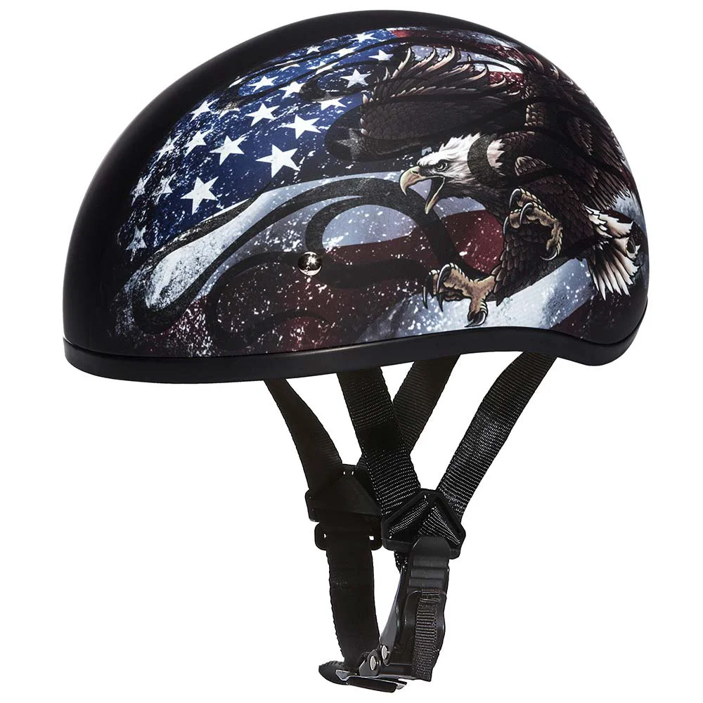 Easy-to-Use Close Out Daytona Helmets D6-USA Skull Cap with USA Flag and Eagle Half Face Helmet Proven