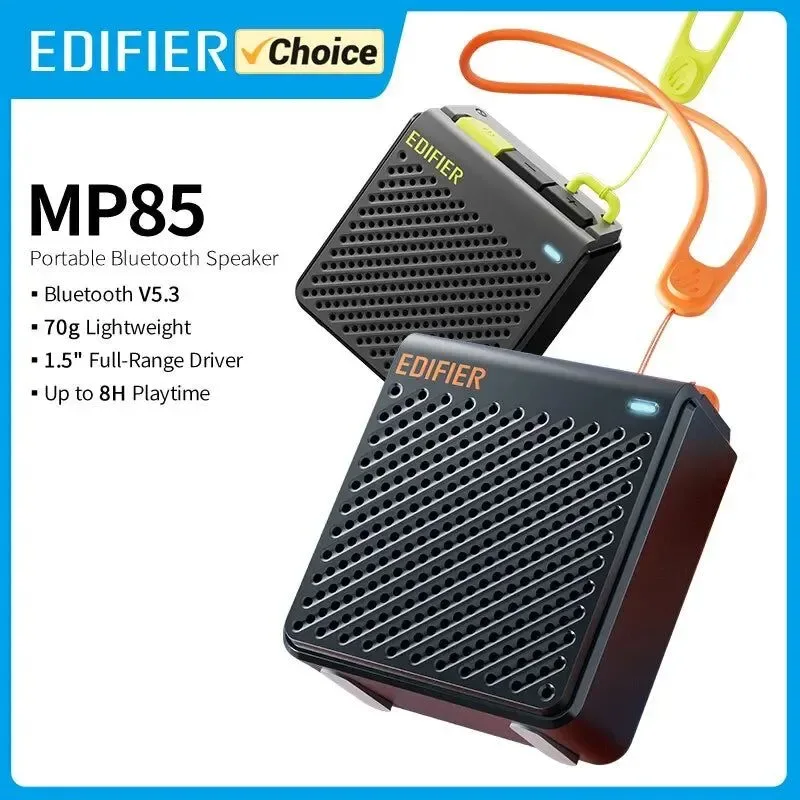 Long-Lasting Edifier Portable Bluetooth Speaker - Lightweight 70g 8H Playback Waterproof Wireless Stereo for Camping and Walking Comfortable