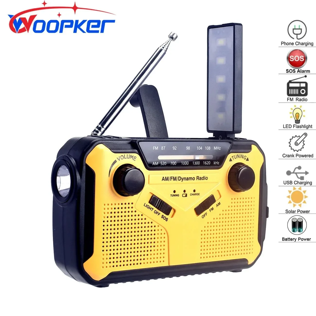Safe Emergency Radio Solar Hand Crank USB Rechargeable Torch AM FM SOS Alarm and Power Bank Sophisticated