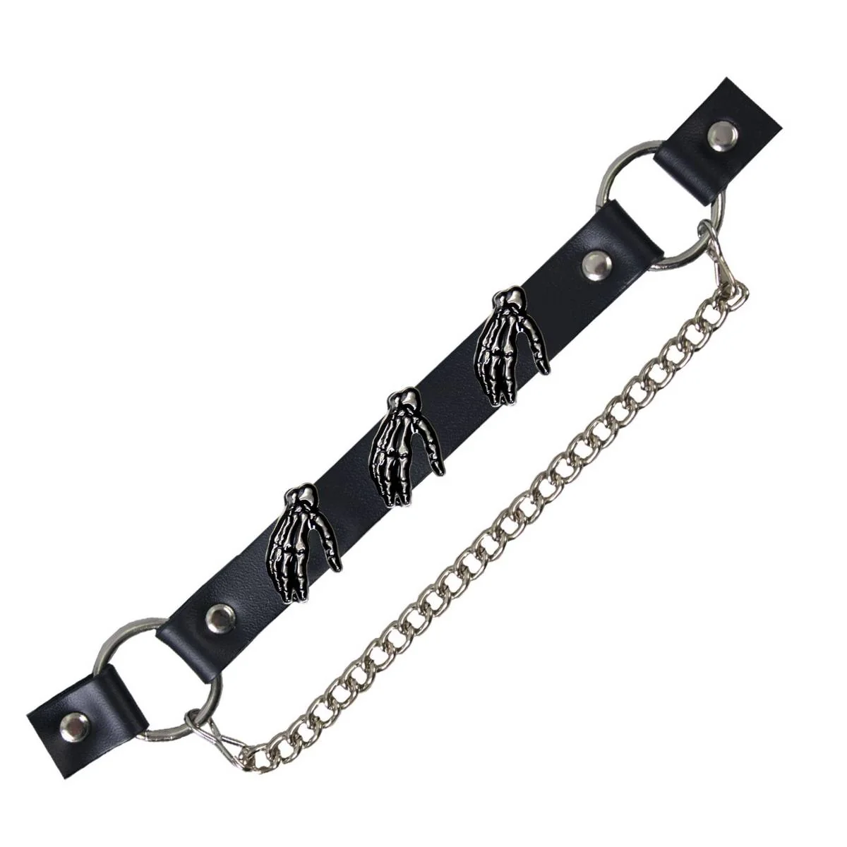 Innovative Hot Leathers BNL1025 Skeleton Hands Medallion Boot Chain for Motorcycle Boots Lightweight
