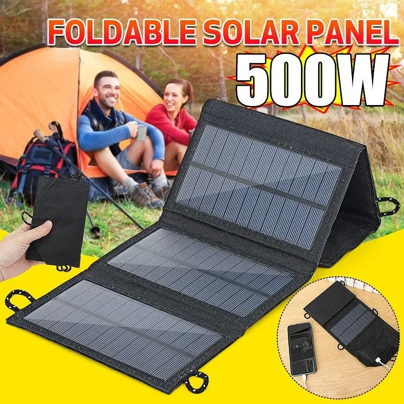 Practical Foldable Solar Panel with 200W Portable Waterproof Charger with USB DC Output Breathable