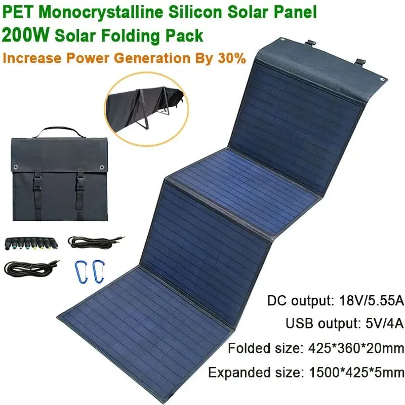 Selected 200W Solar Panel Folding Bag with Bracket - USB and DC Output Portable Charger for Outdoor Travel and Hiking Proven