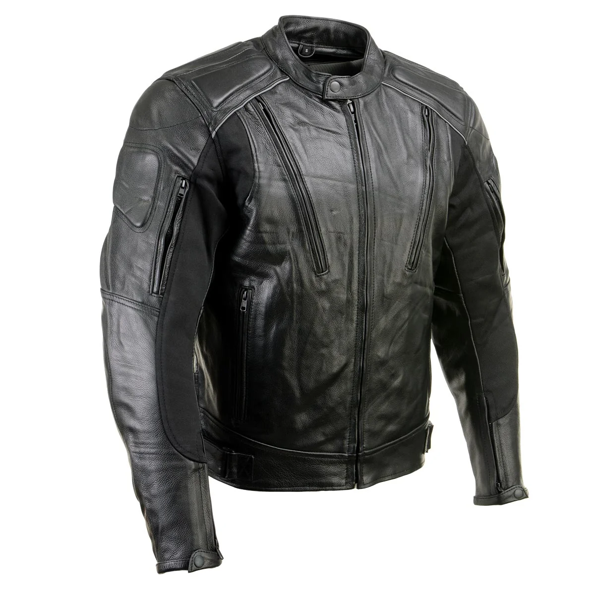 First-Class Milwaukee Leather LKM17007 Men's Premium Black Leather Motorcycle Bikers Rider Jacket w CE Armor Detailed