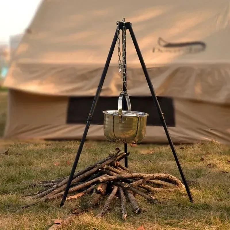 Authentic Outdoor Large Campfire Stand Portable Hanging Pot Tripod for Camping Barbecue and Grilling Refined