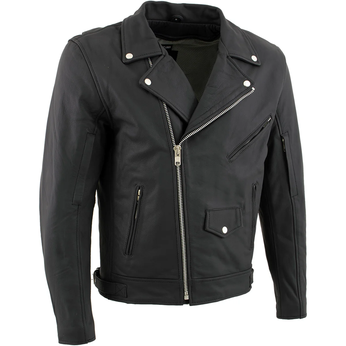 Environmentally Friendly Milwaukee Leather LKM17010 Men's Reaper Premium Matte Black Leather Motorcycle Biker Riders Jacket Secure