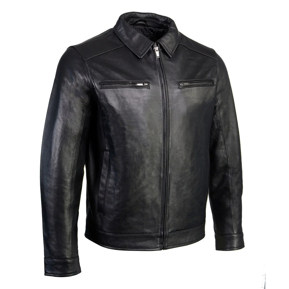 Convenient Boston Harbour 1.0 Men's Black New Zealand Lamb Leather Fashion Car Coat Jacket SFM1899 Quality