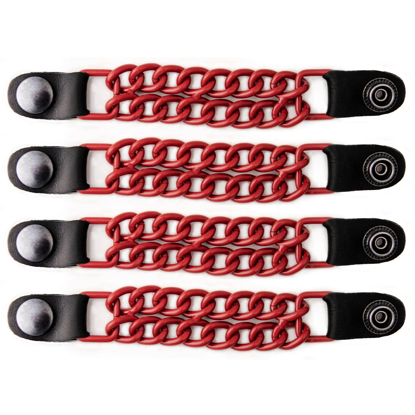 Soft Milwaukee Leather MLA6092 Red 4 Inch 4-PCS Vest Extender Set - Double Chrome Chains w Leather Authentic