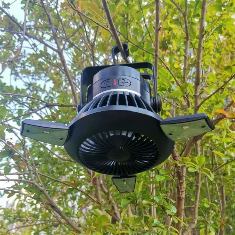 Reusable Solar Portable Lanterns with Fan Outdoor Camping Fan Light Flexible
