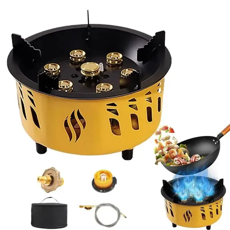 Powerful 20000W Portable Camping Stove Burner - Strong Fire Folding Hiking Picnic BBQ Cooking Equipment Clean