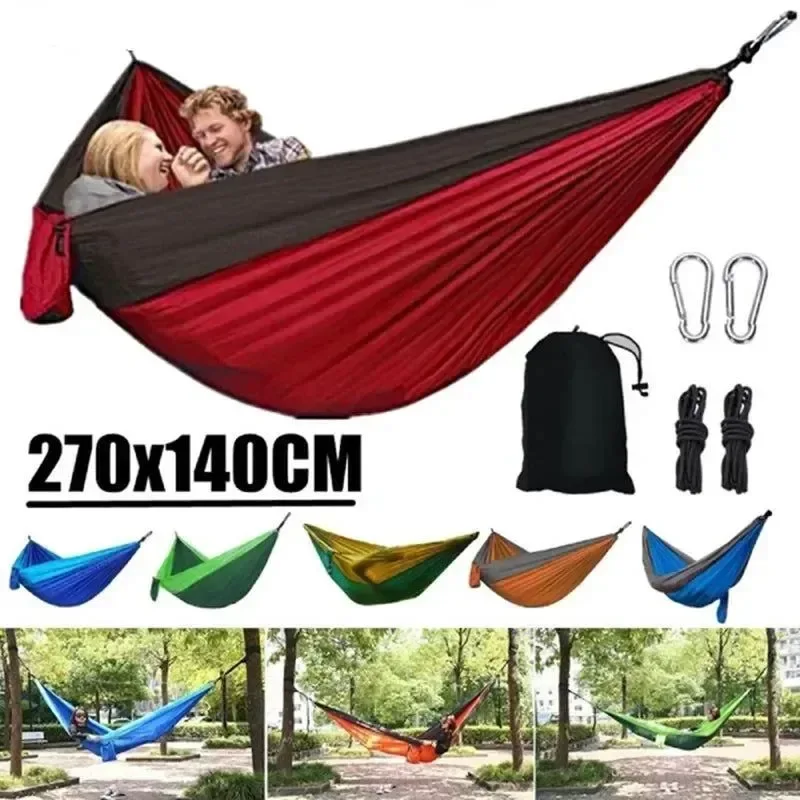 Detailed Single Person Portable Outdoor Camping Hammock - High Strength Nylon Parachute Fabric Hanging Bed Artisan