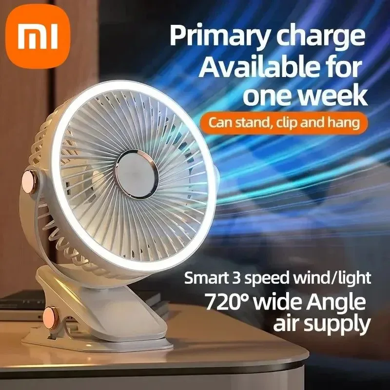 Prestigious 8000mAh Clip-on Fan 3 Speed Quiet Rechargeable Desktop Portable Air Circulator Wireless Fan Safe