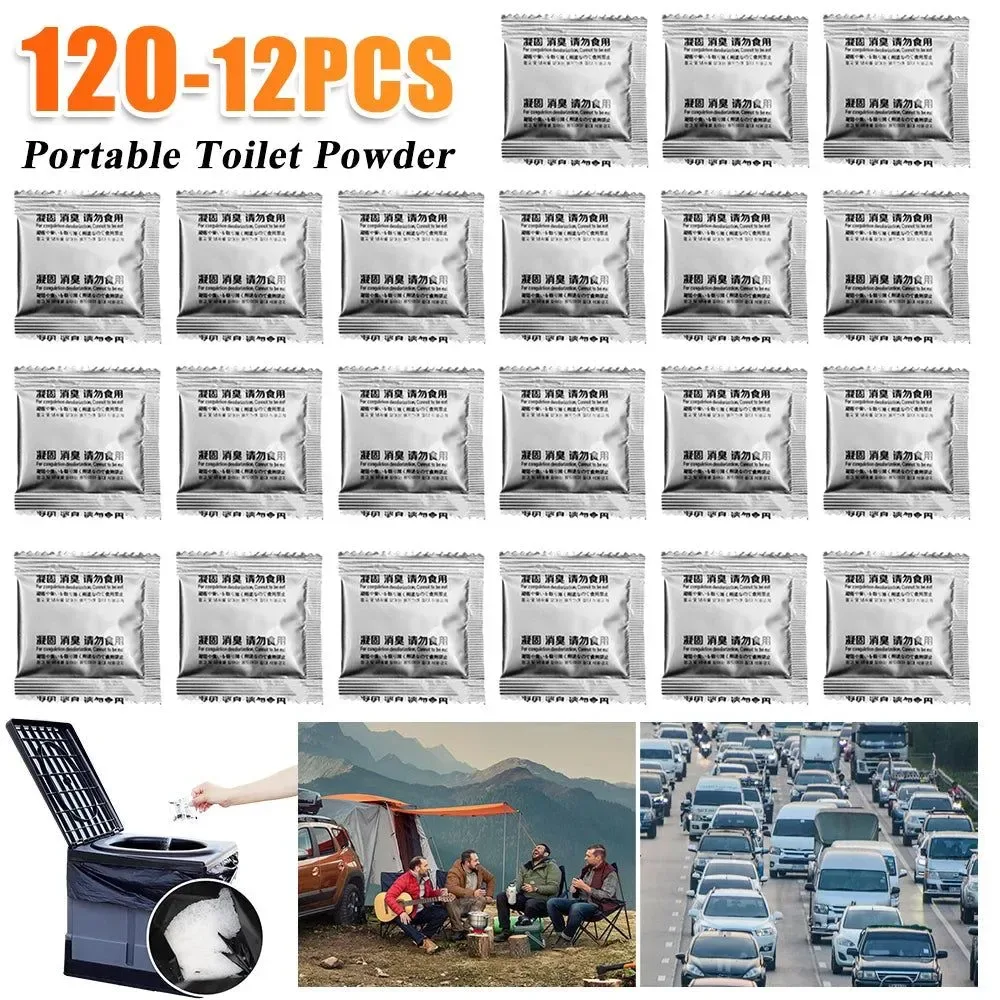 Clean Eco Absorbent Gel Deodorizing Powder - 120-12PCS Camping Toilet Chemicals for Liquid Waste Gelling Portable Toilet Emergency Waste Treatment Official
