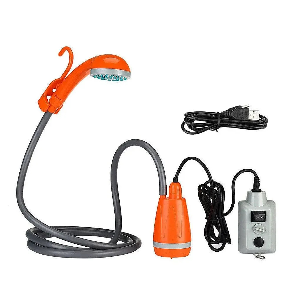 Smart Portable Rechargeable Camping Shower Pump - Outdoor Shower Head with Bucket for Camping Hiking Traveling Natural