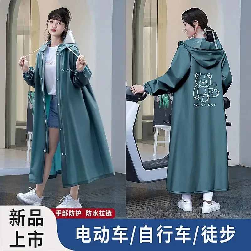 Carefully Designed Women's Portable Poncho Raincoat - Thickened Non-Disposable One-Piece for Electric Vehicles Optimized