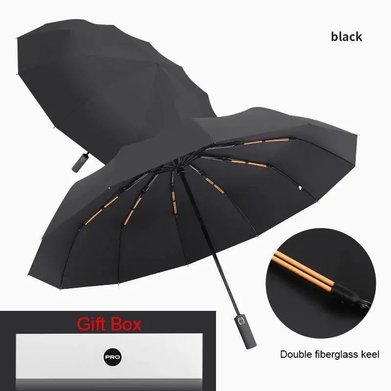 Fashionable 24-Bone Super Strong Umbrella – UV Protection Sun Rain Dual Use Gift Box 2-Year Warranty 5 Colors Luxury