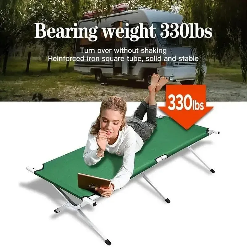 Enhanced Multifunctional Camping Folding Bed – Portable Iron Cot for Hiking Travel and Office Use Modern