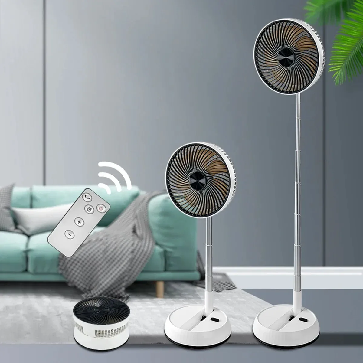 Verified Portable Folding Fan – 6000mAh Rechargeable Wireless Floor Standing Fan with Remote Control Contemporary