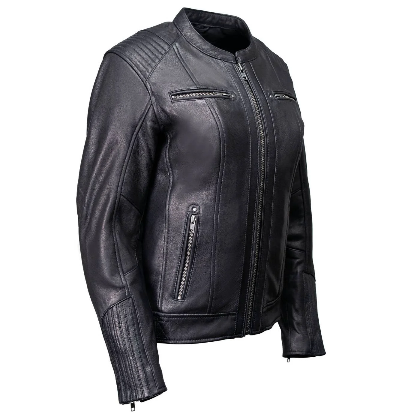 Environmentally Friendly MMCC Women's Rebel Black Leather Motorcycle Jacket - MMC20002 Powerful