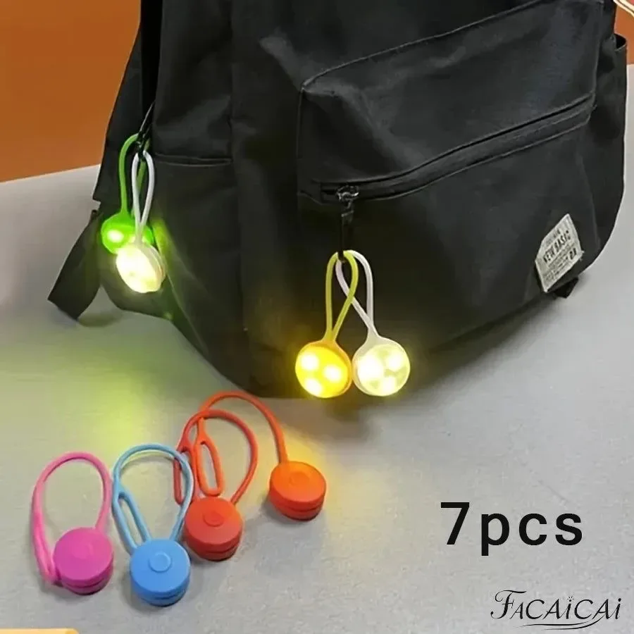 Secure 7-Piece LED Backpack Safety Light Set - Multicolor Visibility Lights for Outdoor Activities Clean