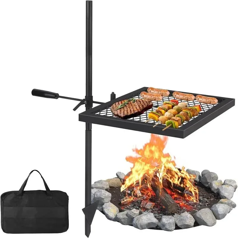 Fast Swivel Campfire Grill Grate – Heavy Duty Stainless Steel Cooking Grate for Outdoor Camping Powerful