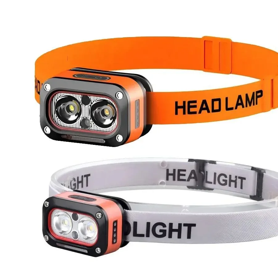 Fashionable Rechargeable Motion Sensor Headlamp - 45° Adjustable Hands- Light for Camping Hiking Fishing Crafted