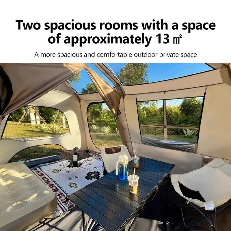 Dependable Fully Automatic Quick Open Two-Room Camping Tent – Waterproof 4-8 Person Cabin Tent for Outdoor Overnight Stays Versatile
