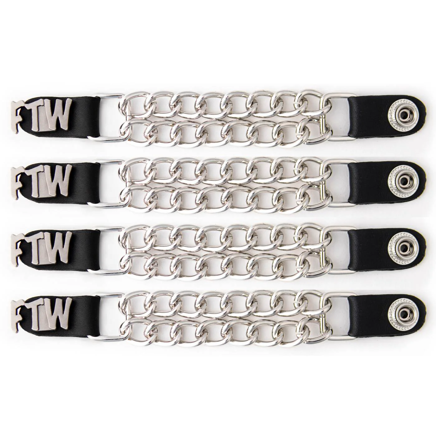 Modern Milwaukee Leather 4-Piece Vest Extender Set - FTW Double Chrome Chains 4-Inch-MLA6036SET Contemporary