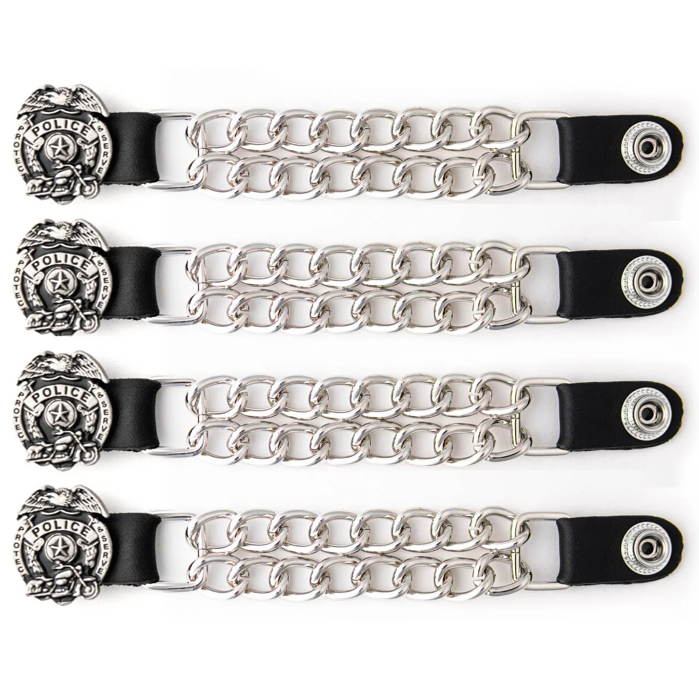 Practical Milwaukee Leather 4-Piece Vest Extender Set - Police Badge Double Chrome Chains 4-Inch-MLA6032SET Specialty