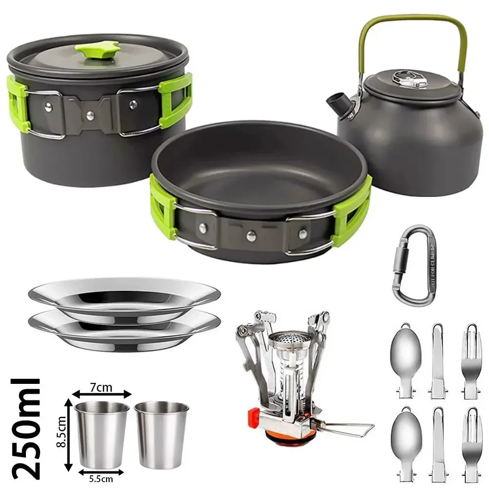 Unique Portable Aluminum Camping Cookware Set for 1-3 People – Lightweight Durable Easy-to-Use