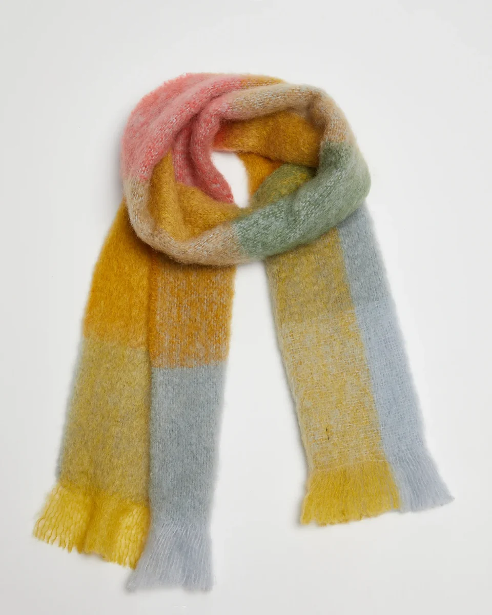 Organic Foxford Blue And Gold Mohair Scarf Responsible