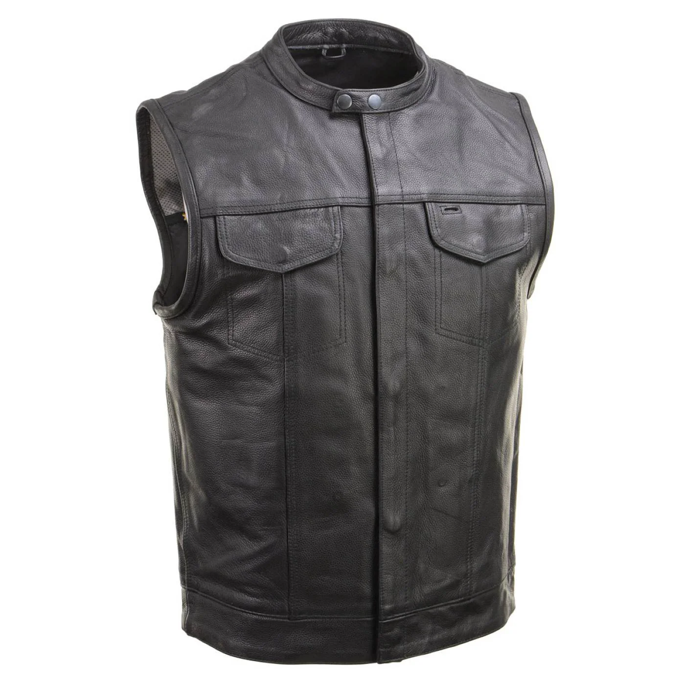 Premium Milwaukee Leather Men's Quick Draw Black Cowhide Leather Motorcycle Vest - LKM3794 Modern