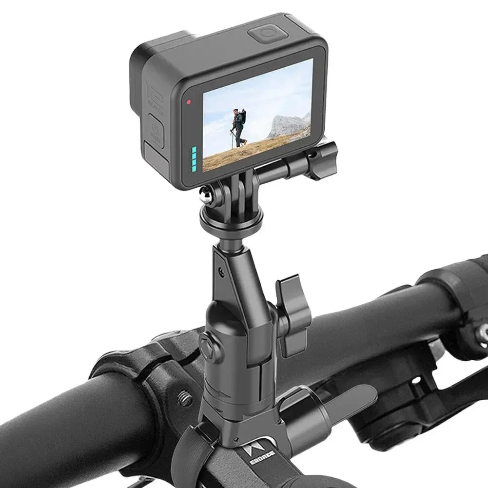 Verified 360° Motorcycle Handlebar Mount - Universal Action Camera Clamp for GoPro DJI Insta360 Eco-Friendly