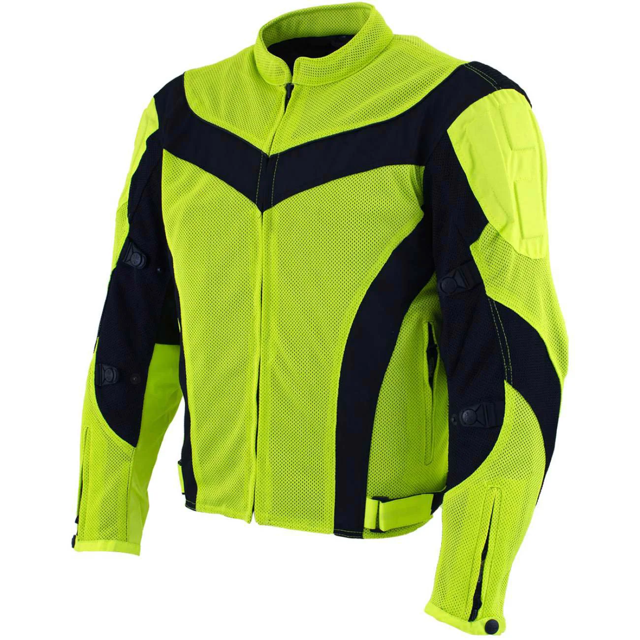 Efficient Milwaukee Leather Men's Invasion Black Neon Textile Motorcycle Jacket w CE Armor - MPM17028 High-Quality
