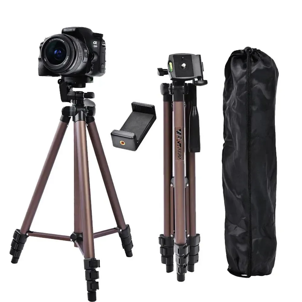 Consistent Professional Aluminum Tripod WT3130 - 126cm Camera Stand with Phone Holder for DSLR Smartphone Mirrorless 2.5kg Load 540g Weight Exclusive