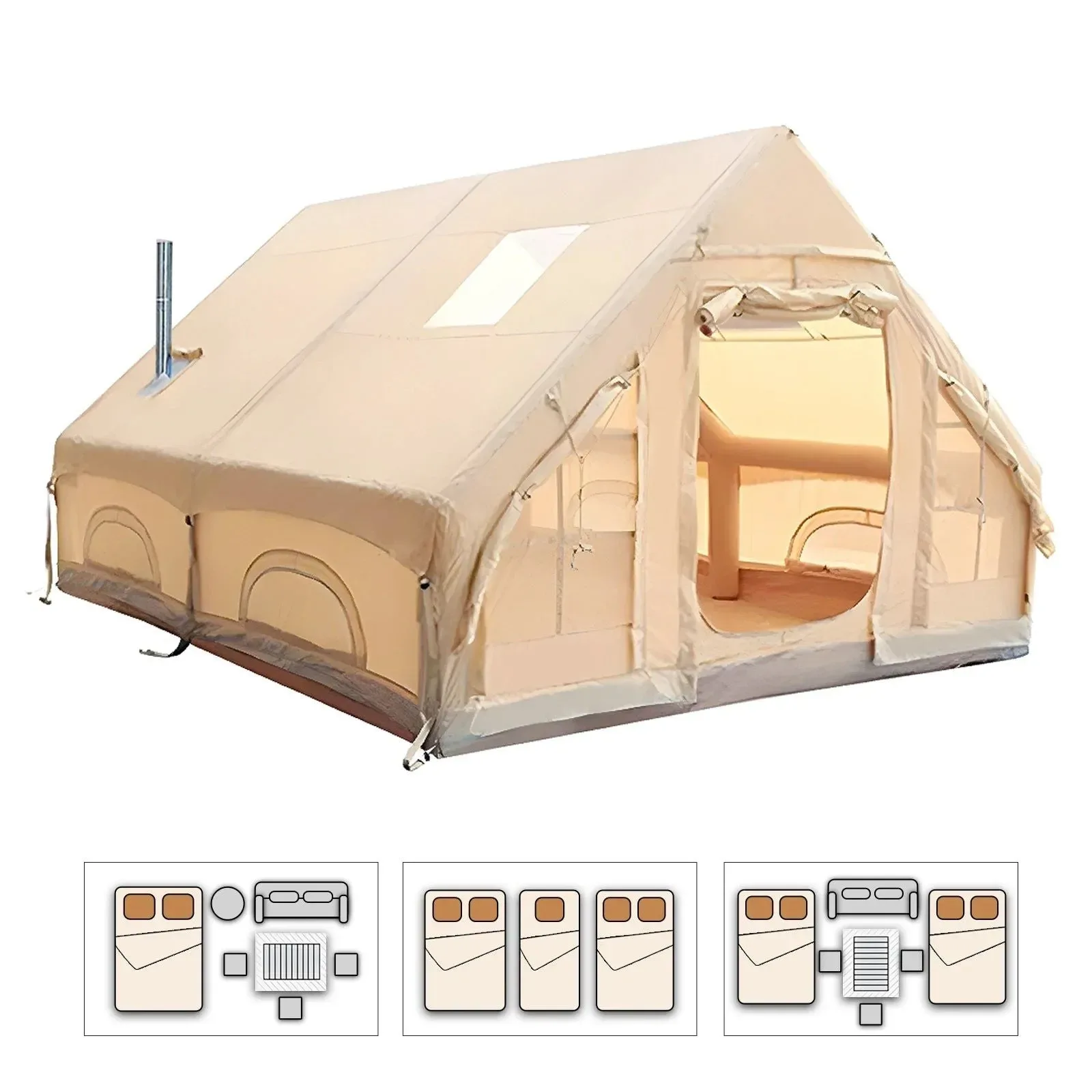 Sophisticated Large 8 Person Inflatable Camping Tent – Instant Setup 4-Season Family Tent with Hand Pump 3000mm Waterproof Windproof Top-Quality