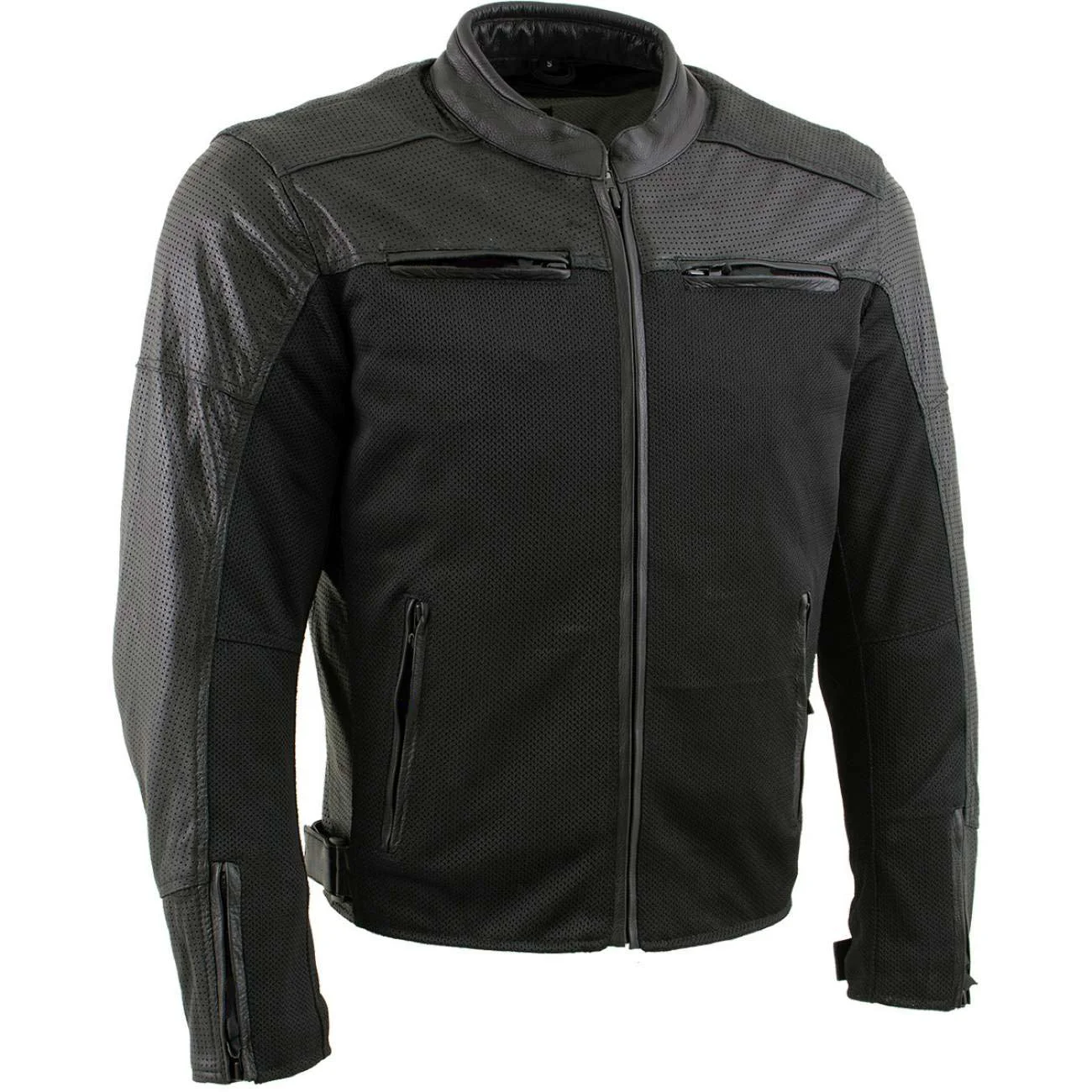 High-Grade Milwaukee Leather Men's Chaos Black Leather Motorcycle Jacket w CE Armor Reflective Panels Vents - LKM17022 User-Friendly