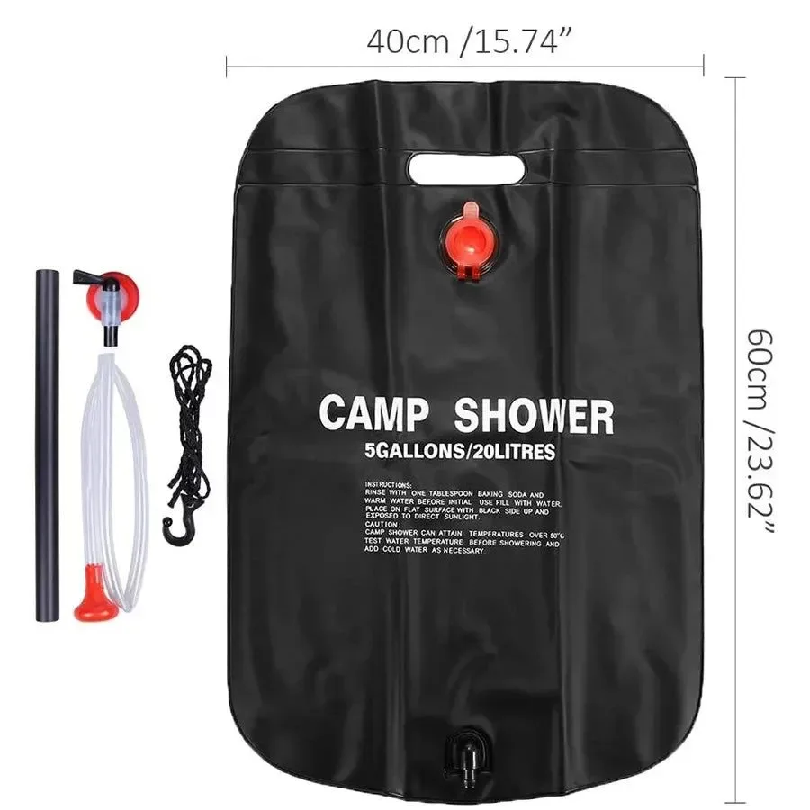 Reusable 20L 40L Solar Heated Foldable Shower Bag for Camping Outdoor Bathing Verified